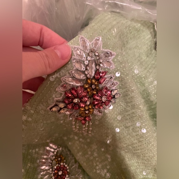 Titian Crystal Embellished Green Apple Sequin Dress - Picture 11 of 16